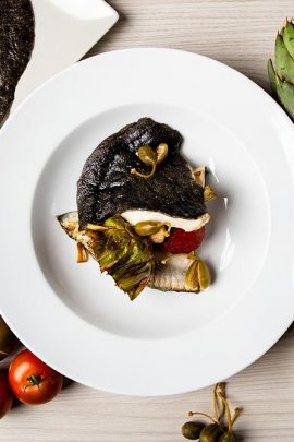 pesce capperi e carciofi ristorante la plancia